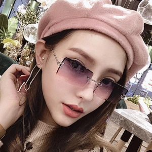 2021 newest fashion rimless rhinestone gradient sunglasses women men eyewear shade vintage sun glasses wholesale custom goggles