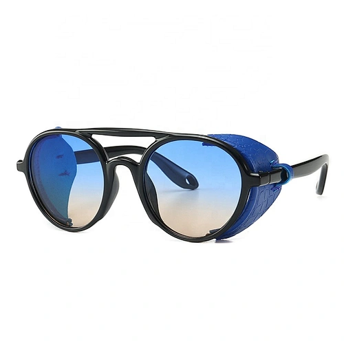 Vintage Round Steampunk Sunglasses W/ Side Shields