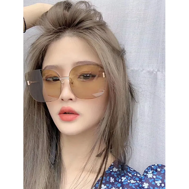 fashionable rimless cat eye sunglasses women men newest shades retro sun glasses wholesale custom eyewear 2021 trendy goggle