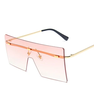 2021 newest fashion oversize rimless square sunglasses women men eyewear shade vintage sun glasses wholesale custom goggles