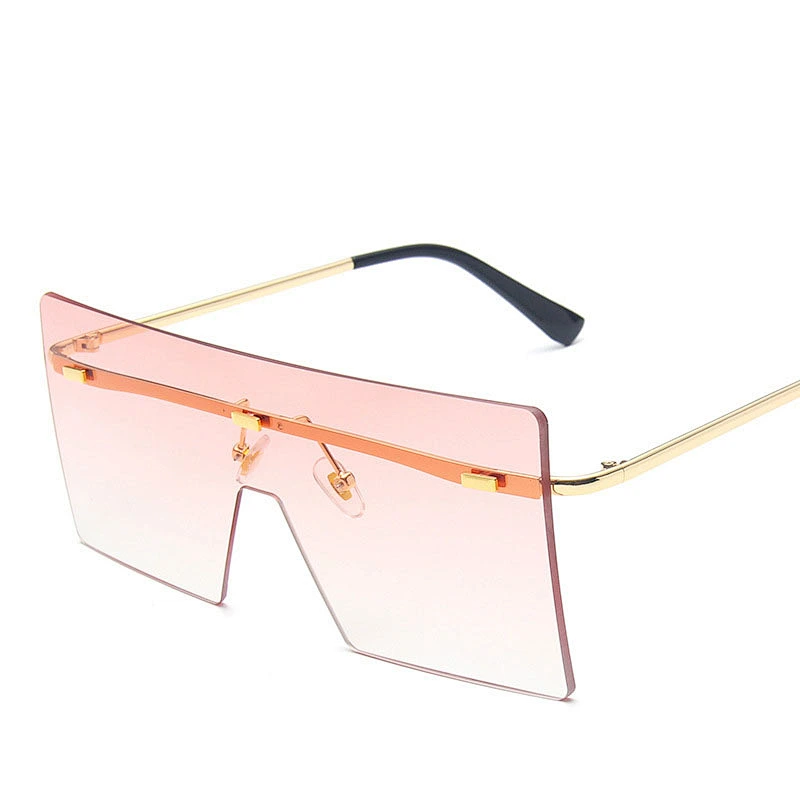 2021 newest fashion oversize rimless square sunglasses women men eyewear shade vintage sun glasses wholesale custom goggles