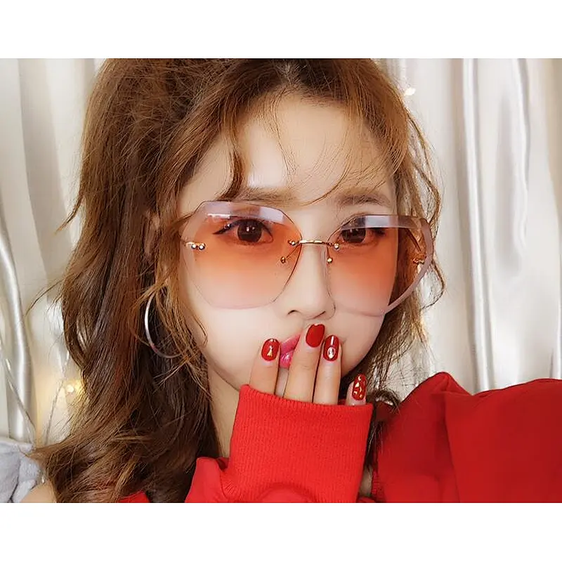 irregular rimless round candy colorsunglasses women men newest shades sun glasses wholesale custom eyewear 2021 trendy goggles