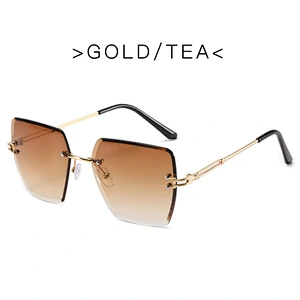 2021 newest fashion rimless polygonal gradient sunglasses women men eyewear shade vintage sun glasses wholesale custom goggles