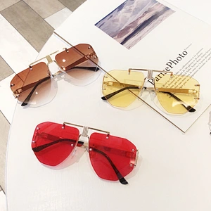 fashionable rimless retro sunglasses women men newest shades round sun glasses wholesale custom eyewear 2021 trendy goggle