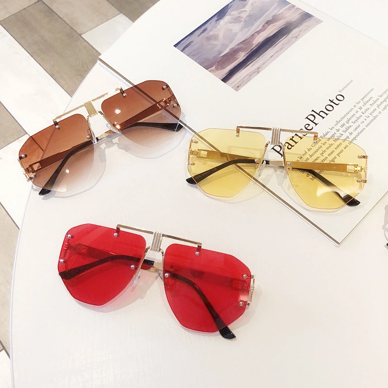 fashionable rimless retro sunglasses women men newest shades round sun glasses wholesale custom eyewear 2021 trendy goggle