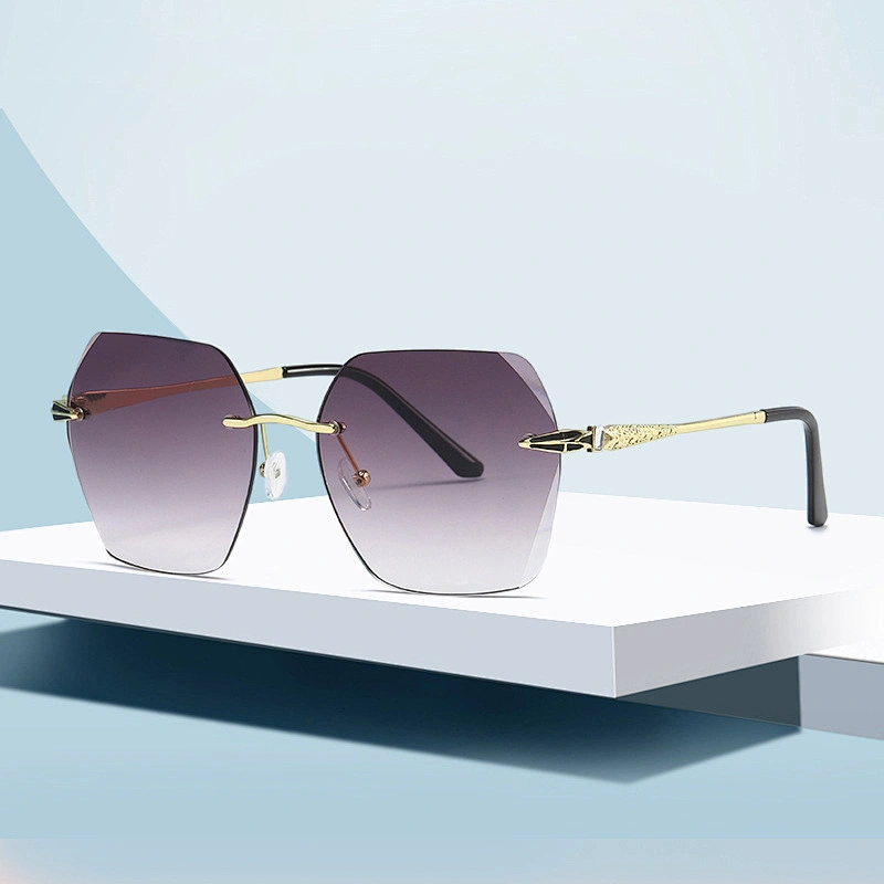 Rimless trimming personality ladies polygon gradient sunglasses women men eyewear shade sun glasses wholesale custom goggles