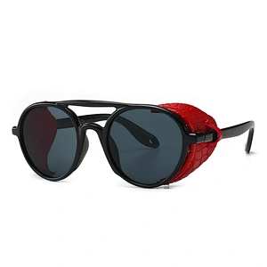 Vintage Round Steampunk Sunglasses W/ Side Shields