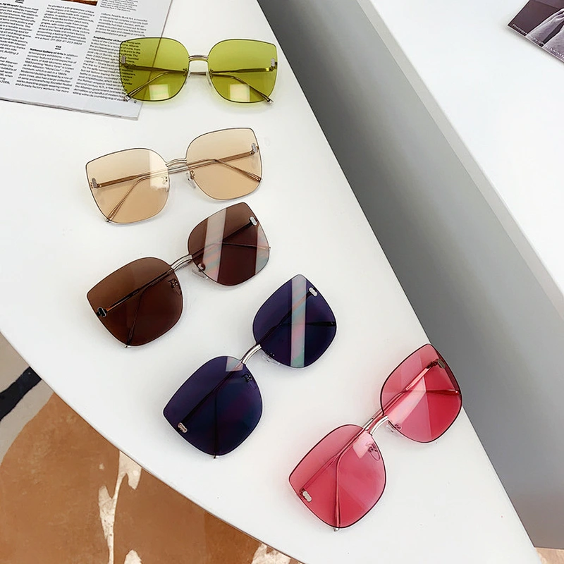 fashion rimless retro round sunglasses women men newest shades cat eye sun glasses  wholesale custom eyewear 2021 trendy goggle