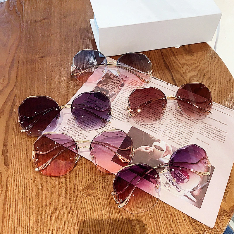 rimless retro irregular sunglasses women men newest shades vintage sun glasses wholesale custom eyewear 2021 trendy goggle