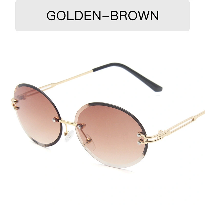 2021 newest fashion rimless oval gradient sunglasses women men eyewear shade trendy sun glasses wholesale custom goggles