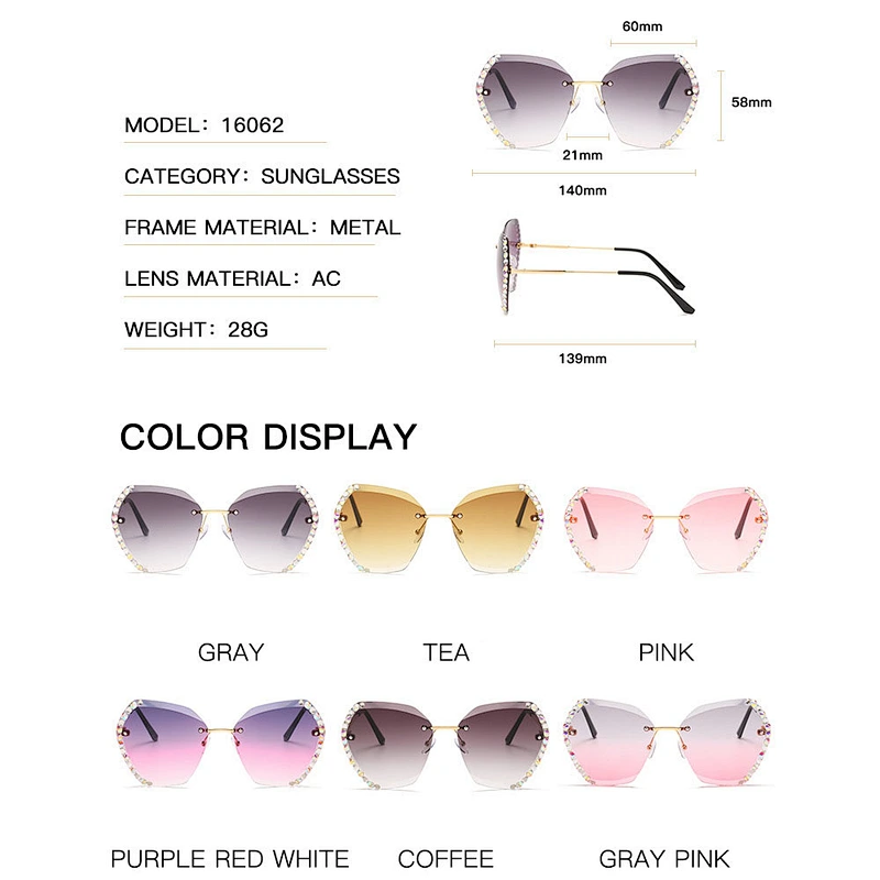 fashionable diamond sunglasses women men newest shades rimlesssun glassesd wholesale custom eyewear 2021 trendy goggles