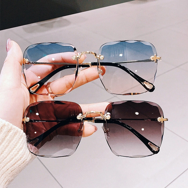 2021 gradient sunglassess sunglasses women men newest shades rimless sun glasses oversized wholesale custom eyewear