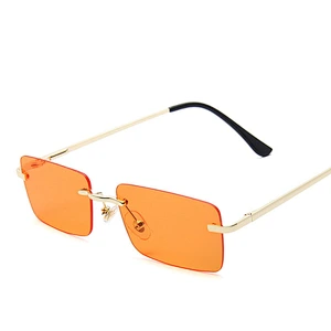 2021 newest fashion rimless square spring arm sunglasses women men eyewear shade vintage sun glasses wholesale custom goggle