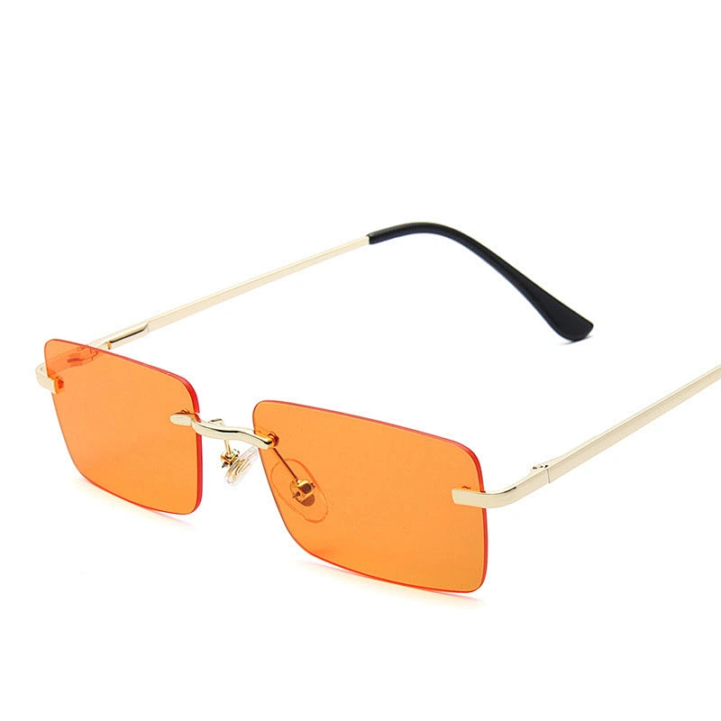 2021 newest fashion rimless square spring arm sunglasses women men eyewear shade vintage sun glasses wholesale custom goggle