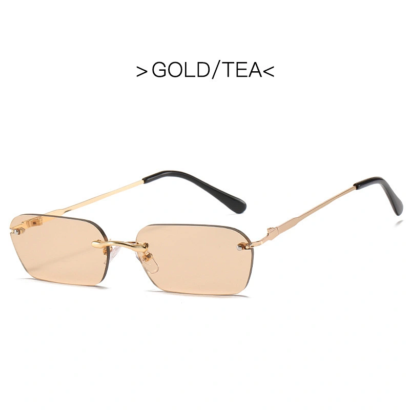 2021 newest fashion rimless polygonal sunglasses women men eyewear shade vintage trendy sun glasses wholesale custom goggles