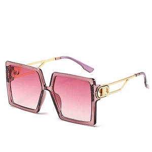 Newest fashion custom square big frame trendy gradient colorful sunglasses wholesale men women shade vintage sun glasses
