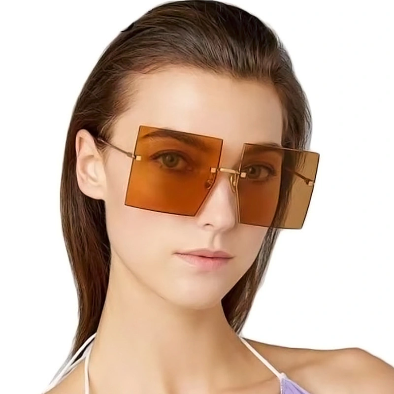 2021 Newest fashion simple square rimless elegant sunglasses women men eyewear shade sun glasses wholesale custom goggles
