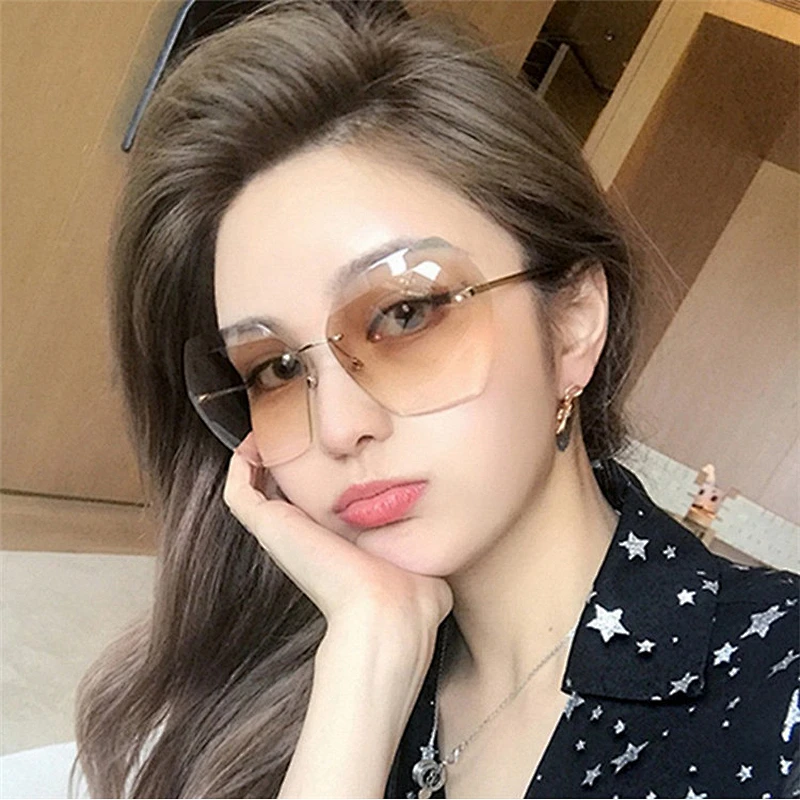 irregular rimless round candy colorsunglasses women men newest shades sun glasses wholesale custom eyewear 2021 trendy goggles