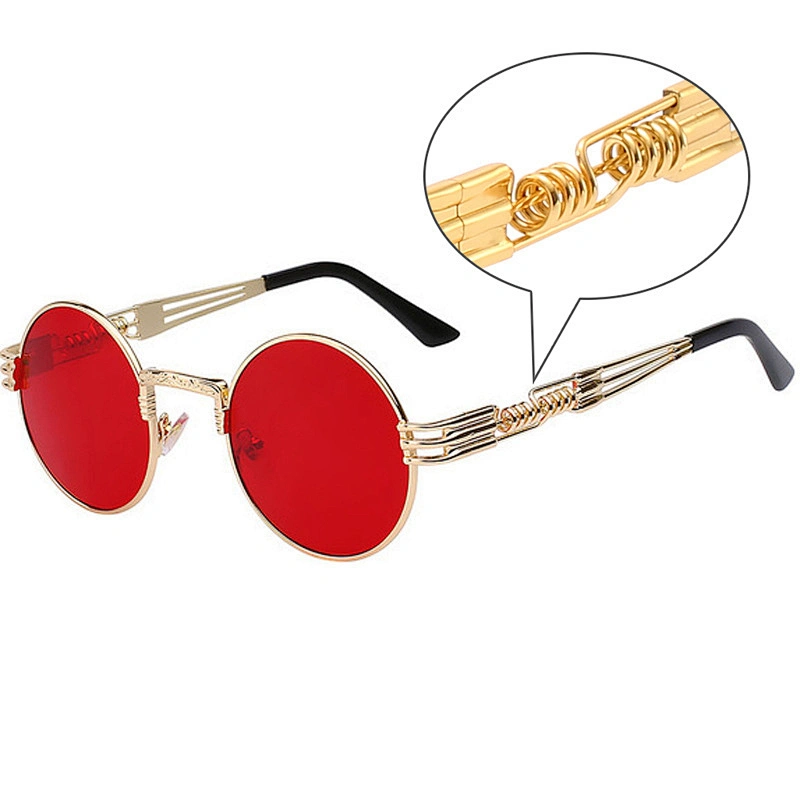 2021 newest fashion round steam punk metal spring legs sunglasses women men eyewear shade sun glasses wholesale custom goggles