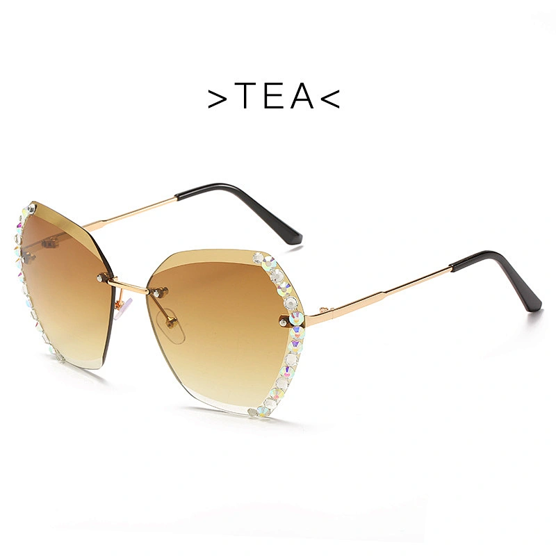 2021 newest fashion rimless diamond gradient polygonal sunglasses women men eyewear shade sun glasses wholesale custom goggles