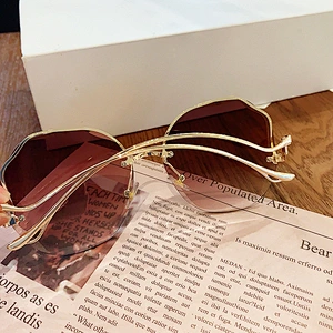 rimless retro irregular sunglasses women men newest shades vintage sun glasses wholesale custom eyewear 2021 trendy goggle