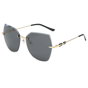 Newest fashion ladies rimless trimming UV400 gradient sunglasses women men eyewear shade sun glasses wholesale custom goggles
