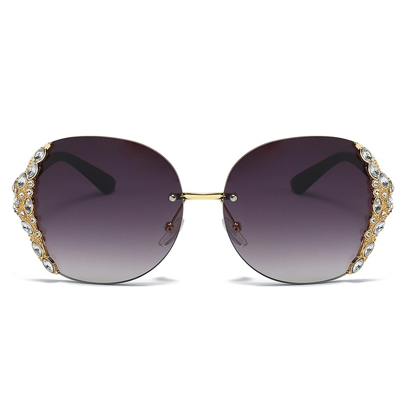 fashion rimless diamond luxury sunglasses women men newest shades retro sun glasses  wholesale custom eyewear 2021 trendy goggle