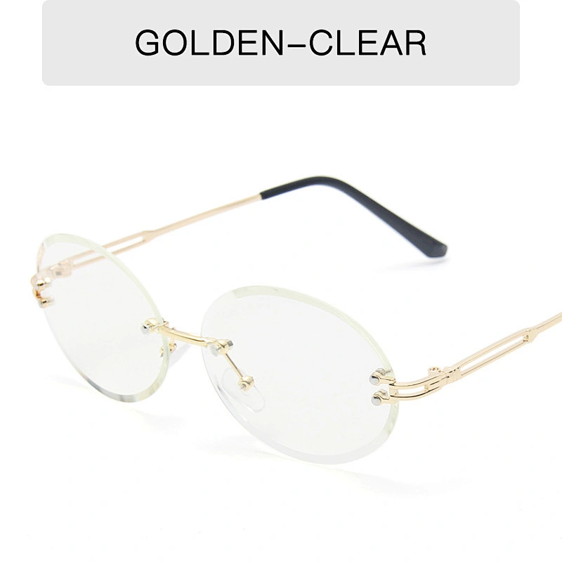 2021 newest fashion rimless oval gradient sunglasses women men eyewear shade trendy sun glasses wholesale custom goggles