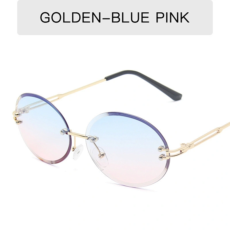 2021 newest fashion rimless oval gradient sunglasses women men eyewear shade trendy sun glasses wholesale custom goggles