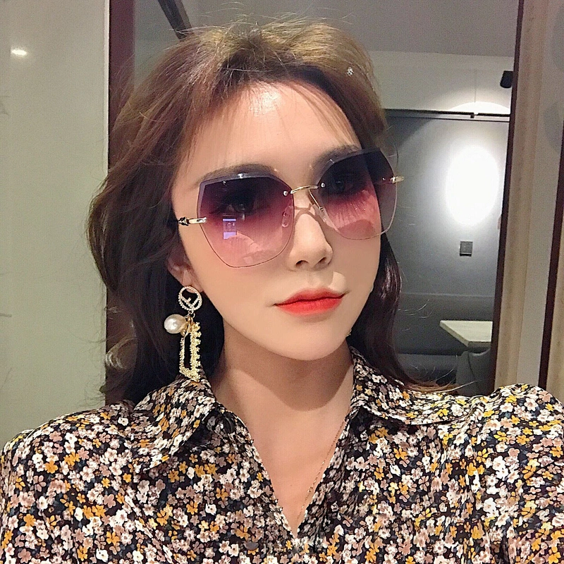 Newest fashion ladies rimless trimming UV400 gradient sunglasses women men eyewear shade sun glasses wholesale custom goggles