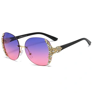 fashion rimless diamond luxury sunglasses women men newest shades retro sun glasses  wholesale custom eyewear 2021 trendy goggle