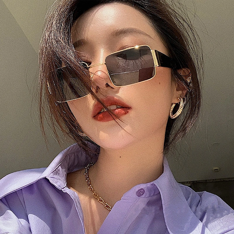 Newest fashion square metal celebrity hip hop trendy sunglasses women men eyewear shade sun glasses wholesale custom goggles