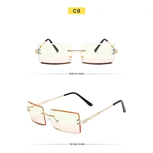 fashionable rimless sunglasses women men newest shades vintage square sun glasses wholesale custom  eyewear 2021 goggles