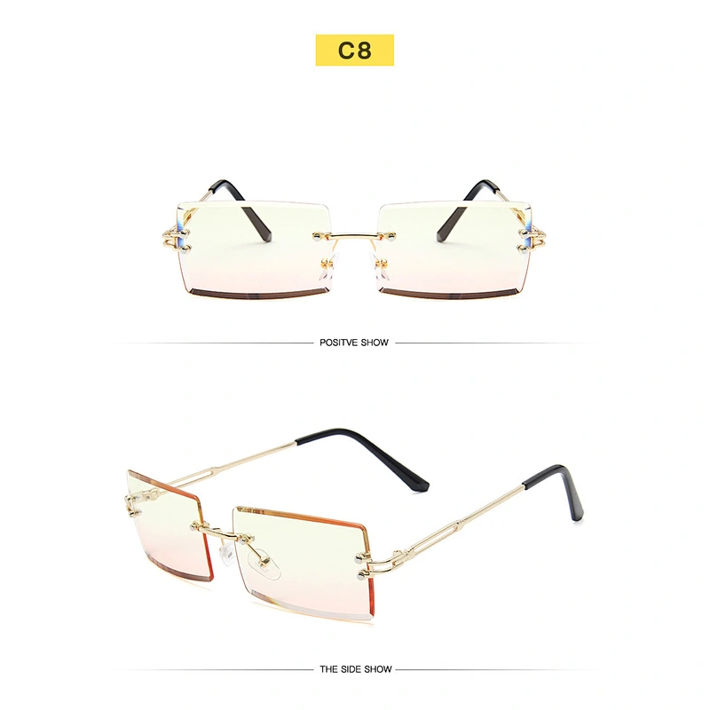 fashionable rimless sunglasses women men newest shades vintage square sun glasses wholesale custom  eyewear 2021 goggles
