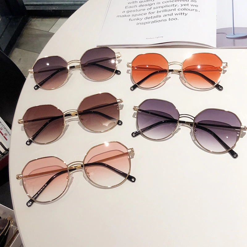 fashion metal round sunglasses women men newest shades ocean piece sun glasses wholesale custom eyewear 2021 trendy goggles
