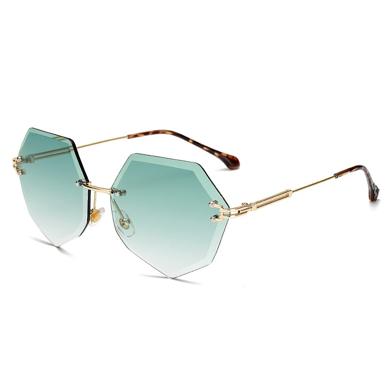 fashionable 2021 luxury metal rimless sunglasses newest women men shades UV sun glasses wholesale custom eyewear trendy goggle