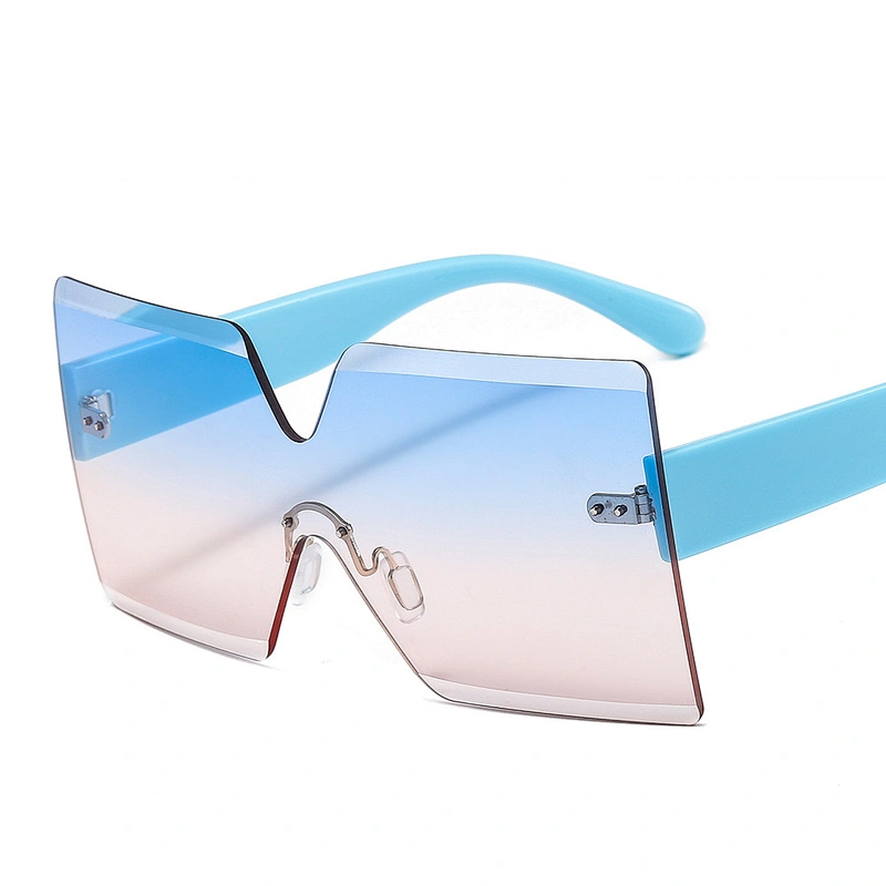 Oversized rimless hot sales fashion sunglasses women newest shades  sun glasses wholesale custom eyewear 2021