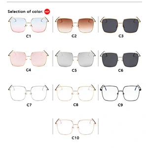 2021 newest fashion metal square oversize trendy sunglasses women men eyewear shade vintage sun glasses wholesale custom goggles