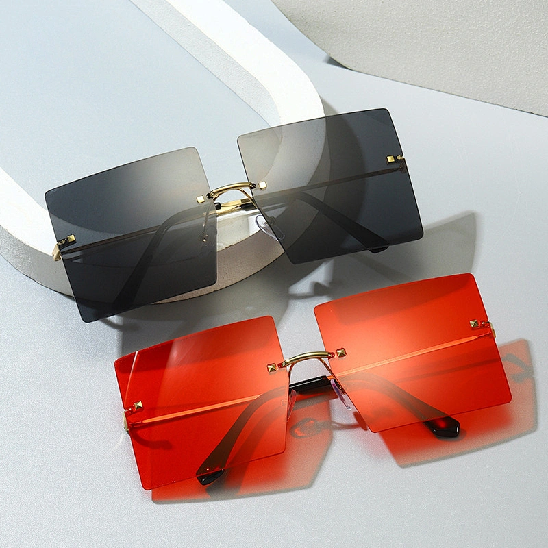 fashion rimless sunglasses women men newest shades square colorful sun glasses  wholesale custom eyewear 2021 trendy goggle