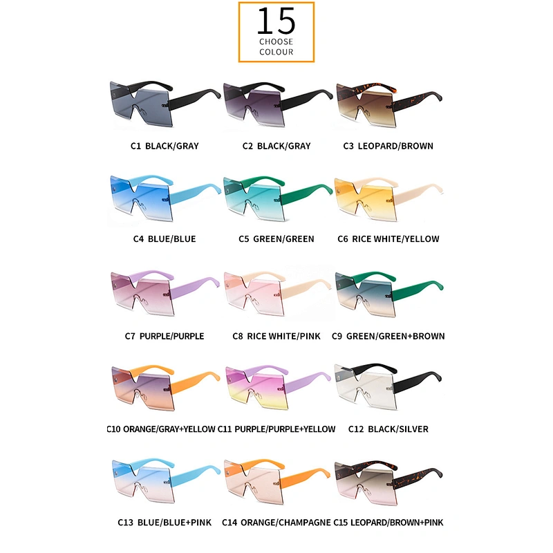 Oversized rimless hot sales fashion sunglasses women newest shades  sun glasses wholesale custom eyewear 2021