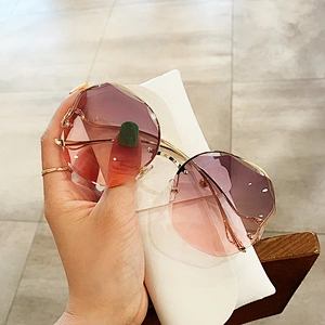 rimless retro irregular sunglasses women men newest shades vintage sun glasses wholesale custom eyewear 2021 trendy goggle
