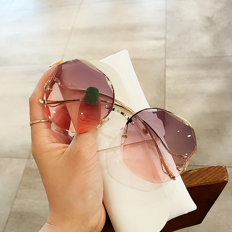 rimless retro irregular sunglasses women men newest shades vintage sun glasses wholesale custom eyewear 2021 trendy goggle