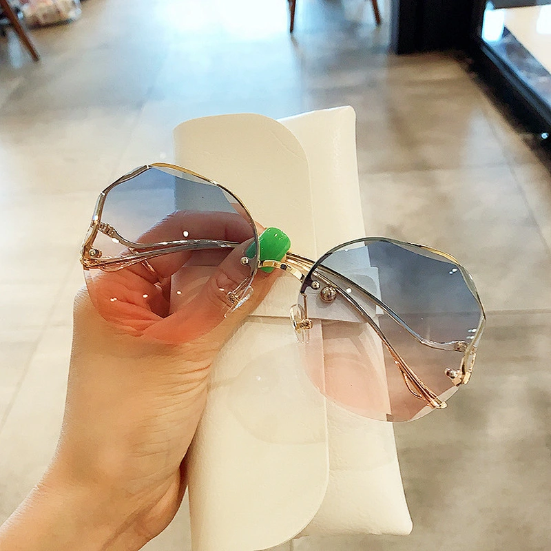 rimless retro irregular sunglasses women men newest shades vintage sun glasses wholesale custom eyewear 2021 trendy goggle