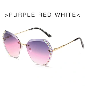 2021 newest fashion rimless diamond gradient polygonal sunglasses women men eyewear shade sun glasses wholesale custom goggles