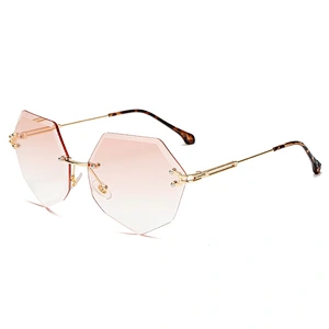 fashionable 2021 luxury metal rimless sunglasses newest women men shades UV sun glasses wholesale custom eyewear trendy goggle