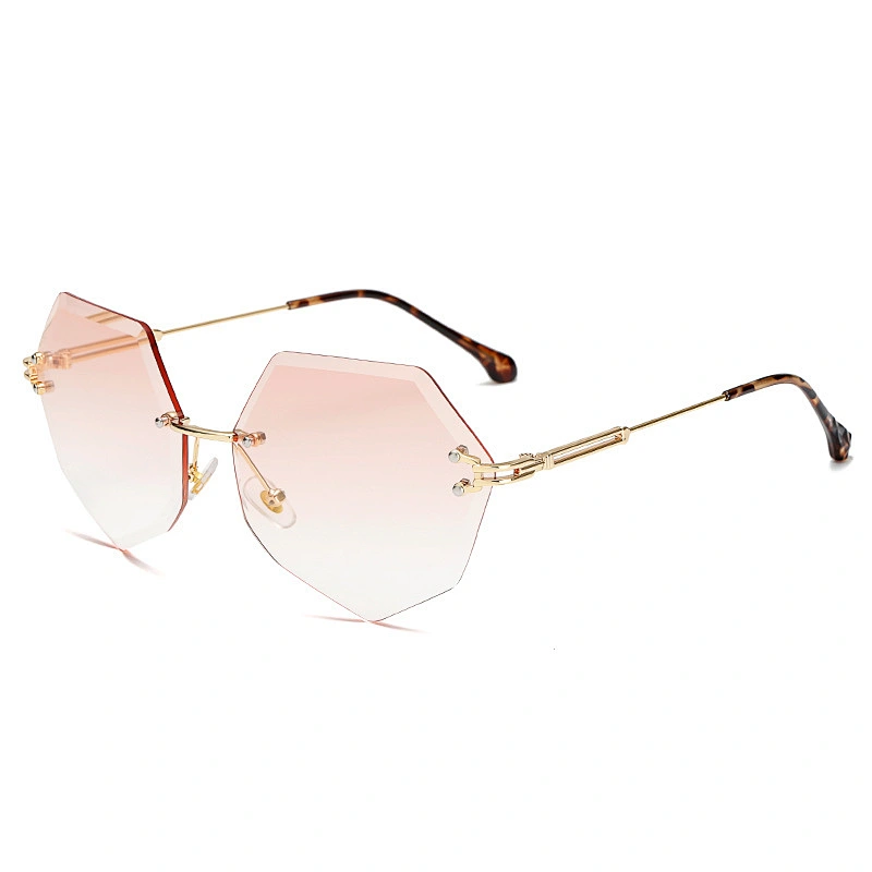 fashionable 2021 luxury metal rimless sunglasses newest women men shades UV sun glasses wholesale custom eyewear trendy goggle