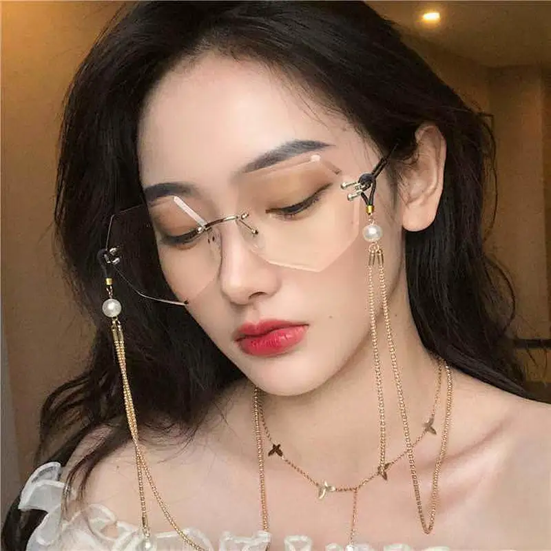 Trendy ladies oversize rimless trimming polygon UV400 sunglasses wholesale women men eyewear shade sun glasses custom goggles