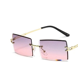 2021 newest fashion rimless rhinestone gradient sunglasses women men eyewear shade vintage sun glasses wholesale custom goggles
