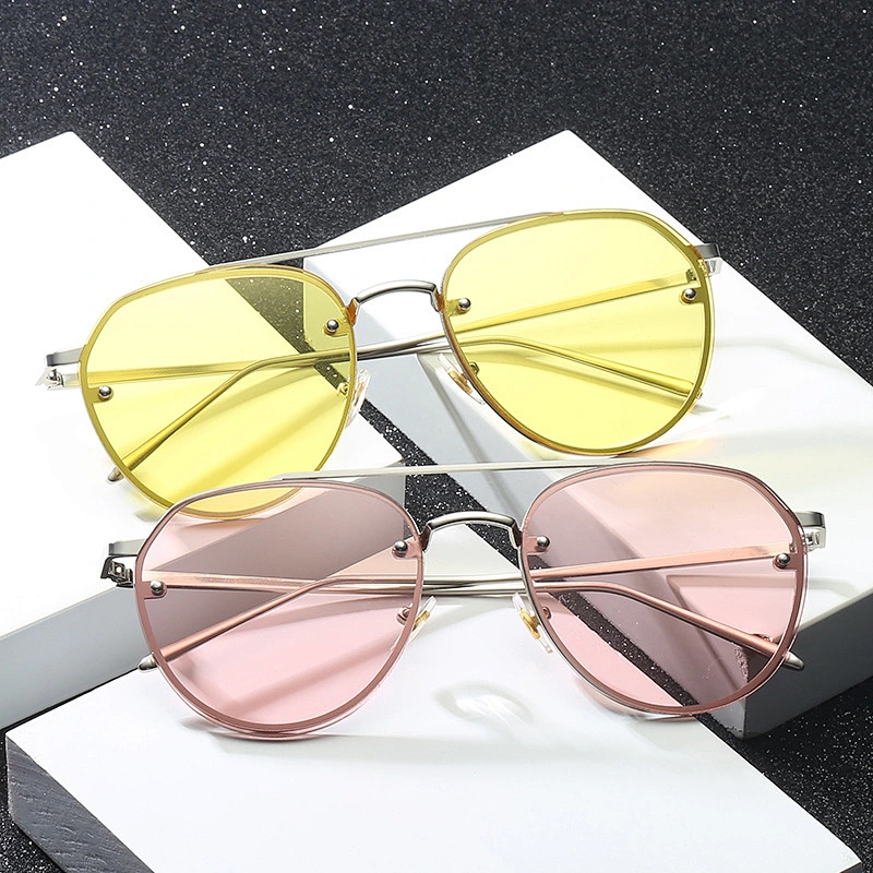 fashionable ocean piece rimless sunglasses women men newest shades retro sun glasses wholesale custom eyewear 2021 trendy goggle