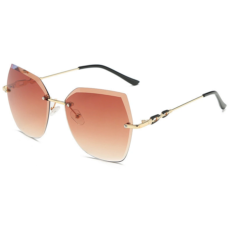 Newest fashion ladies rimless trimming UV400 gradient sunglasses women men eyewear shade sun glasses wholesale custom goggles